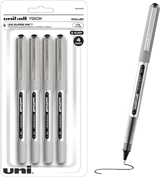 Uniball Black Pens Pack of 4